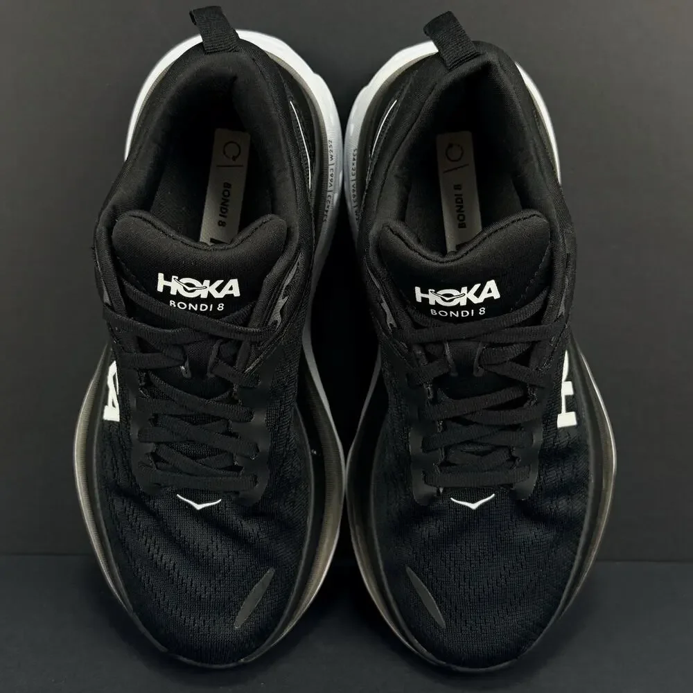 Hoka Bondi 8 Women’s Size 7.5 Wide Black White Running Shoes Cushioned Comfort